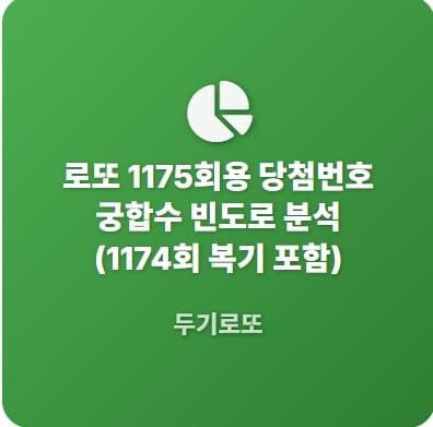 로또 1175회용 당첨번호 궁합수 빈도로 분석 (1174회 복기 포함) 3 1175궁합수빈도